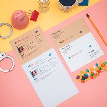 후아미 포털사이트st 마음 제작편지지 15 * 21cm 밑줄 편지지/세트, 크라프트 - 편지지6매 봉투 3매