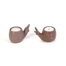 타임텐 달팽이 캔들 보티브 홀더 2개묶음-3색상, 에쉬브라운