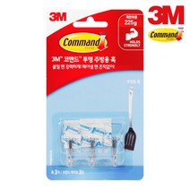 3M 코맨드 투명 주방용 훅 3개입 2041 제한하중 225g