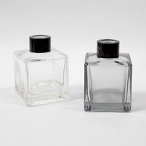 프리미엄 큐브 사각 디퓨저용기 - 투명(블랙캡) 120ml, 1개