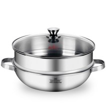 퀸센스 웰빙 통3중 스텐 찜솥 찜기 찜냄비, 32cm
