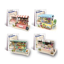 큐빅펀 프랑스전통노점시리즈 3D스타일 /입체퍼즐 퍼즐놀이 종이퍼즐 조립퍼즐 시장놀이퍼즐 유아퍼즐 아동퍼즐 지능계발 역할놀이퍼즐, 1세트, 야채가판대