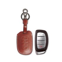 MESSI 현대 LF소나타 키홀더, 현대신형4버튼 가죽브라운