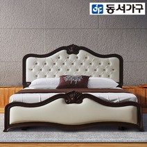 동서가구 셀리나 프리미엄 빈티지 엔틱 침대, 월넛(프레임 + 양면매트)