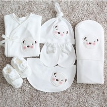 콩닥콩닥 강아지 와펜 배냇저고리(화이트) 실+바늘+시침핀 사은품, 90%배냇저고리