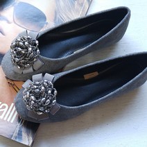 제이드클럽 블링블링 비즈 코사지 플랫슈즈 BZ207-16B