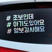 루키마켓 해시태그 자동차스티커 주문제작스티커, 초보인데아기도태그 오로라, 1개
