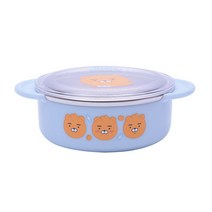 카카오프렌즈 리틀프렌즈 안전핸들 논슬립 뚜껑 스텐 대접, 리틀 라이언, 1개