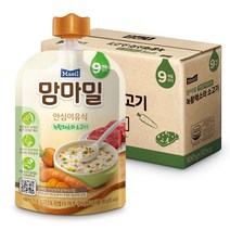 [매일유업] 맘마밀 안심이유식 9개월 브로콜리닭가슴살/녹황채소와소고기/시금치와연근소고기/미역과소고기 5팩, 5봉, 녹황채소소고기