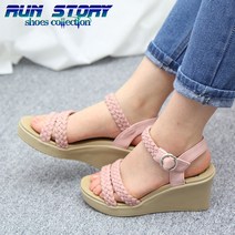 런스토리 여성샌들 7.5cm 여자 웨지 샌달 슬리퍼 유니크아이템
