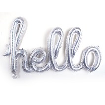 굿벌룬 은박풍선 hello party 필기체 풍선, hello홀로그램실버