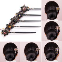 스윗메리 한복장식 나무비녀 색동별