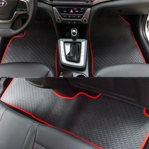 홉스 맞춤형 풀세트 고무 자동차 카매트, 싼타모(수동/오토)(3P), 빨강테두리
