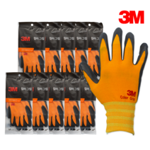 3M 컬러그립 코팅 작업 장갑 L, 오렌지, 10매