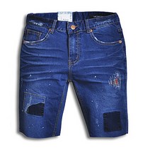 올진 JB0616 페인팅 체크패치 청반바지