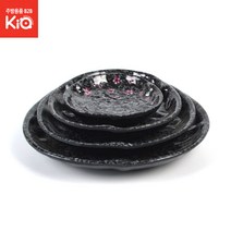 주름삼각구프 M매화 접시 그릇 돌산 멜라민 DS-6861, 주름삼각구프 M매화 DS-6861