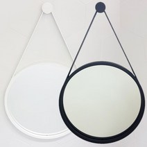 행복한욕실 국산 일체형 원형 스트랩 거울 50CM (화이트 블랙), 화이트