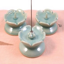청자 꽃잎 1구 향꽂이 및 촛대 세트 (3개) / 제사 또는 마음을 다스릴때