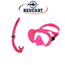 부샤 프리다이빙 마스크 스노클 세트, 마스크색상-맥럭스S 빨강