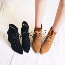 쥬시블랙 for all 가을 여성 워커 미들앵글부츠 힐 부티