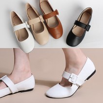 모뉴먼트 각코라운딩 발등스트랩 플랫슈즈(1cm)
