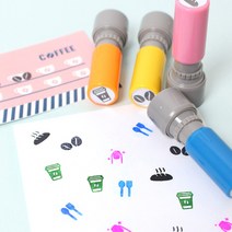 두루디자인 베이직 꼬마 쿠폰 스탬프, 옐로우(자체로고), 잉크 빨강