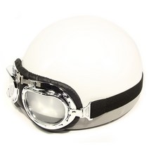 한미 빈티지 오토바이 헬멧 화이트별핑크, 솔리드화이트