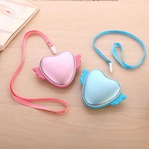 ecolucky 하트 천사 충전식 손난로 전자손난로 보조배터리 USB충전 2단온도조절 목걸이끈, 블루, 하트 천사 충전식손난로
