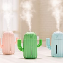 선인장 USB 무선 충전식 미니 가습기 ver.2, 핑크