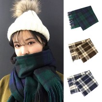 SO03 배색 체크 머플러 목도리 스카프 겨울목도리 남녀공용 니트목도리 여성목도리 체크목도리