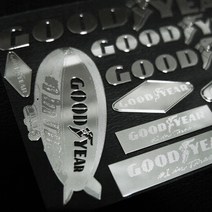 굿이어 금속 타이어 로고 스티커 GOODYEAR, A사이즈 실버