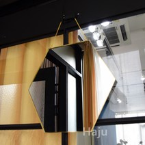 하주글로벌 꼭꼬핀 무료40cm 골드프레임 육각 원형 벽거울