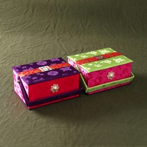 아진보자기 띠양단사각반짇고리, 연두, 1개