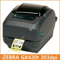 ZEBRA(지브라) GX420t 203dpi 시리즈 데스크탑 프린터 바코드 라벨프린터, GX420t+USB