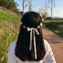 파티온 미니장미 화관 셀프웨딩소품 파티용품, 화이트+핑크