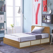 모젤리가구 스몰싱글(하이헤드)-수납침대-프레임+포켓 볼라텍스50T 매트, 아카시아 화이트워시