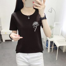 하나홀릭 내마음의 장미 프린팅 반팔 티셔츠 HTS_77