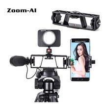 Zoom-AI 3포지션 멀티 헤드 브라켓 카메라 액션캠 조명 마이크 삼각대 거치대, 3방향 멀티 헤드 브라켓