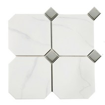 중앙데코 옥타곤 팔각모자이크 타일 148각, 옥타곤모자이크/148각 비앙코+실버포인트, 1장