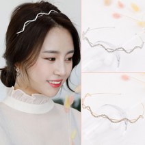 지그재그 큐빅 헤어밴드 명품 메탈 얇은 와이어 여자 여성 큐빅 공주 예쁜 데일리 머리띠