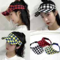 차밍몰 체크썬캡 선바이저[S1221]모자 테니스 여름모자 썬바이저