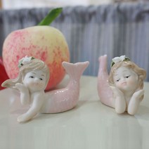 인테리어소품 미니인어 장식인형 소품2P, 핑크