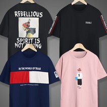 굿럭샵 핑크 티셔츠 전사 프린트가 예쁜 오버핏 5부 반팔
