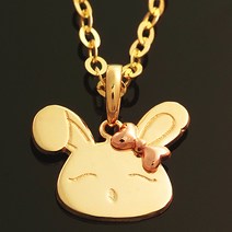 14K GOLD [미아방지목걸이] 리본토끼_BP827, 단품