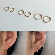 14k 골드 금 미니 원터치 심플한 링 귀걸이 낱개 판매
