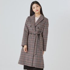 로엠 여성용 테일러드 벨티드 체크 코트 RMJH94TR24
