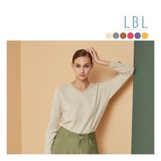 [LBL] 퓨어 캐시미어100 브이넥 홀가먼트 니트