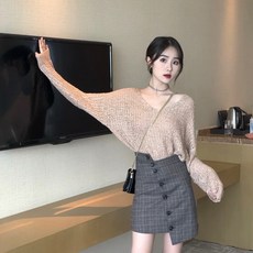 여성 브이넥 니트티 DZ10