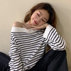여성 오프숄더 바이심플풍 니트 N0013