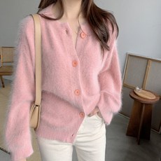마이러브띵스 페미닌 라운드 앙고라 니트가디건 5칼라